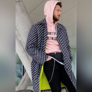 Diesel 1978 'Copyright' Print Quilted Long Trench Raincoat Jacket *SS20*